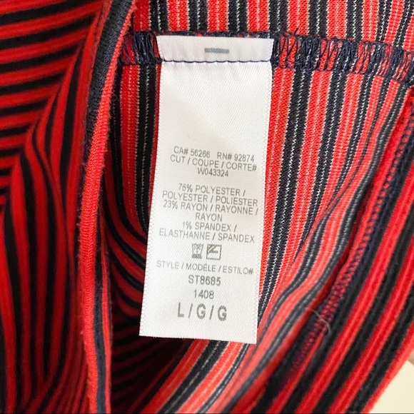 Splendid Textured Stripe Top 3/4 Sleeves Red Large - Picture 4 of 5